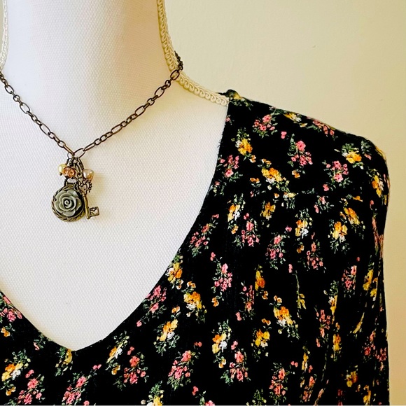 🔥FP Free People boho floral long sleeve open back blouse top size small x small - Picture 5 of 14